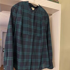 J. Crew women’s  Black Watch Plaid Shirt, XL, perfect for the holidays!